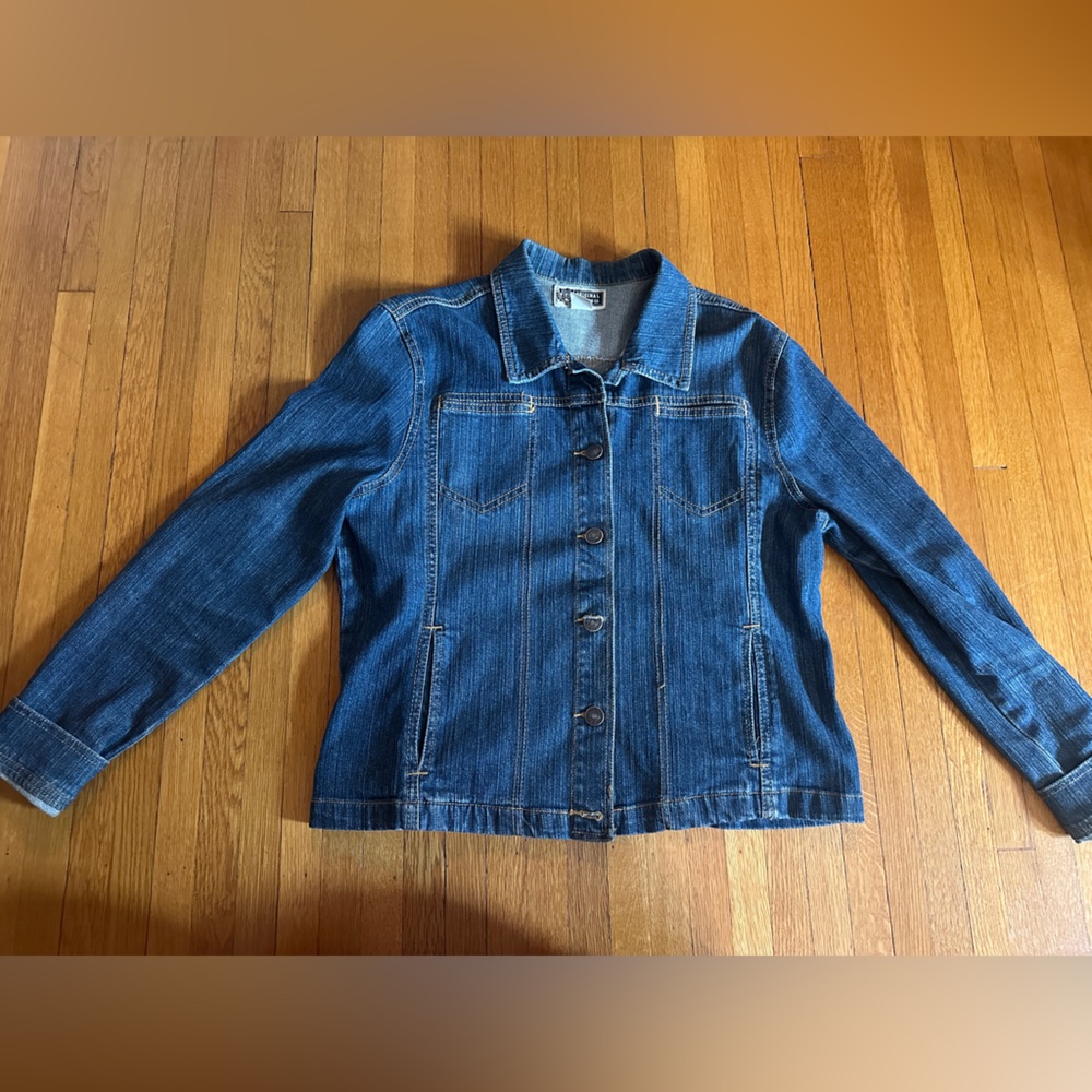 Vtg Y2K Route 66 Blue Denim Jacket, Size XL